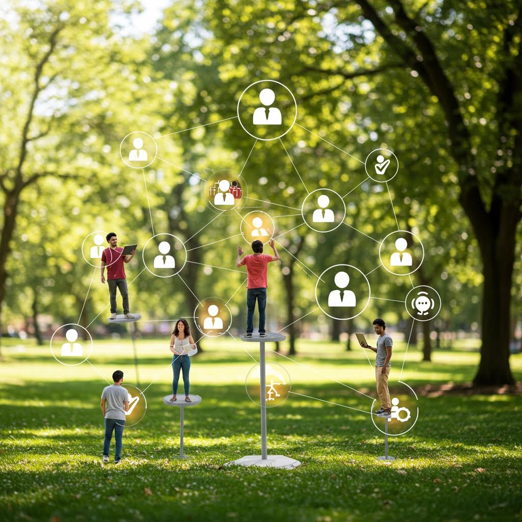 온카스터디 야외 소셜 네트워크 사람 연결